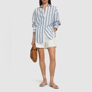 ANINE BING Plaza Striped Cotton & Linen Shirt